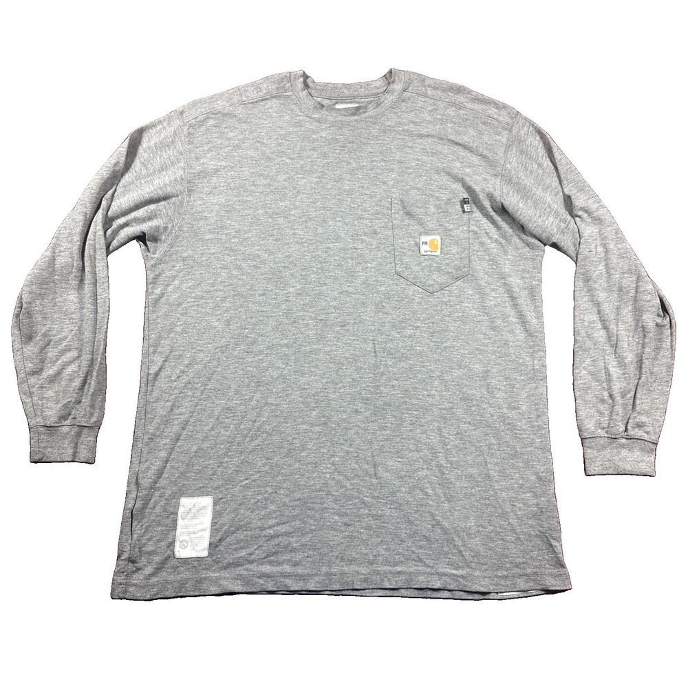 Carhartt FR Shirt Long Sleeve Pocket Tee T Mens XL Gray NFPA 2112 CAT 2 Work